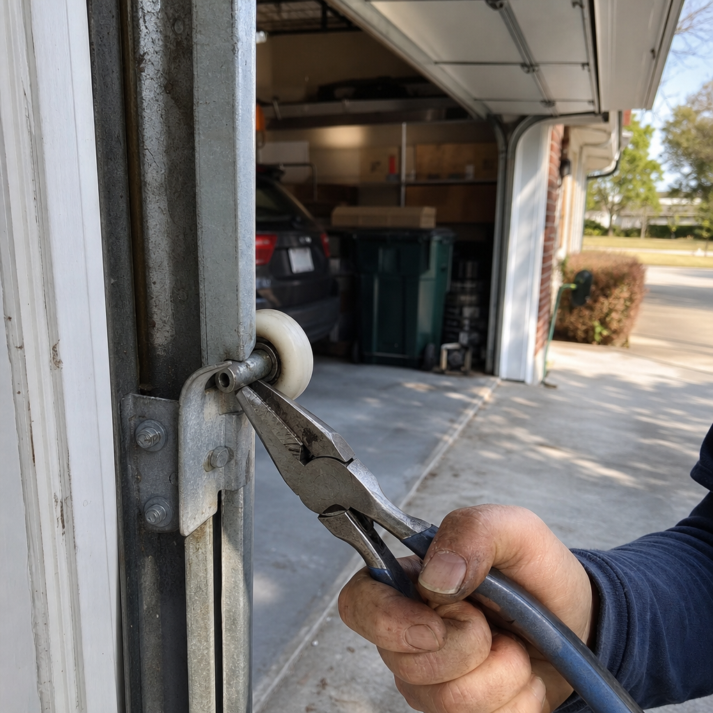 Garage door roller repair with pliers