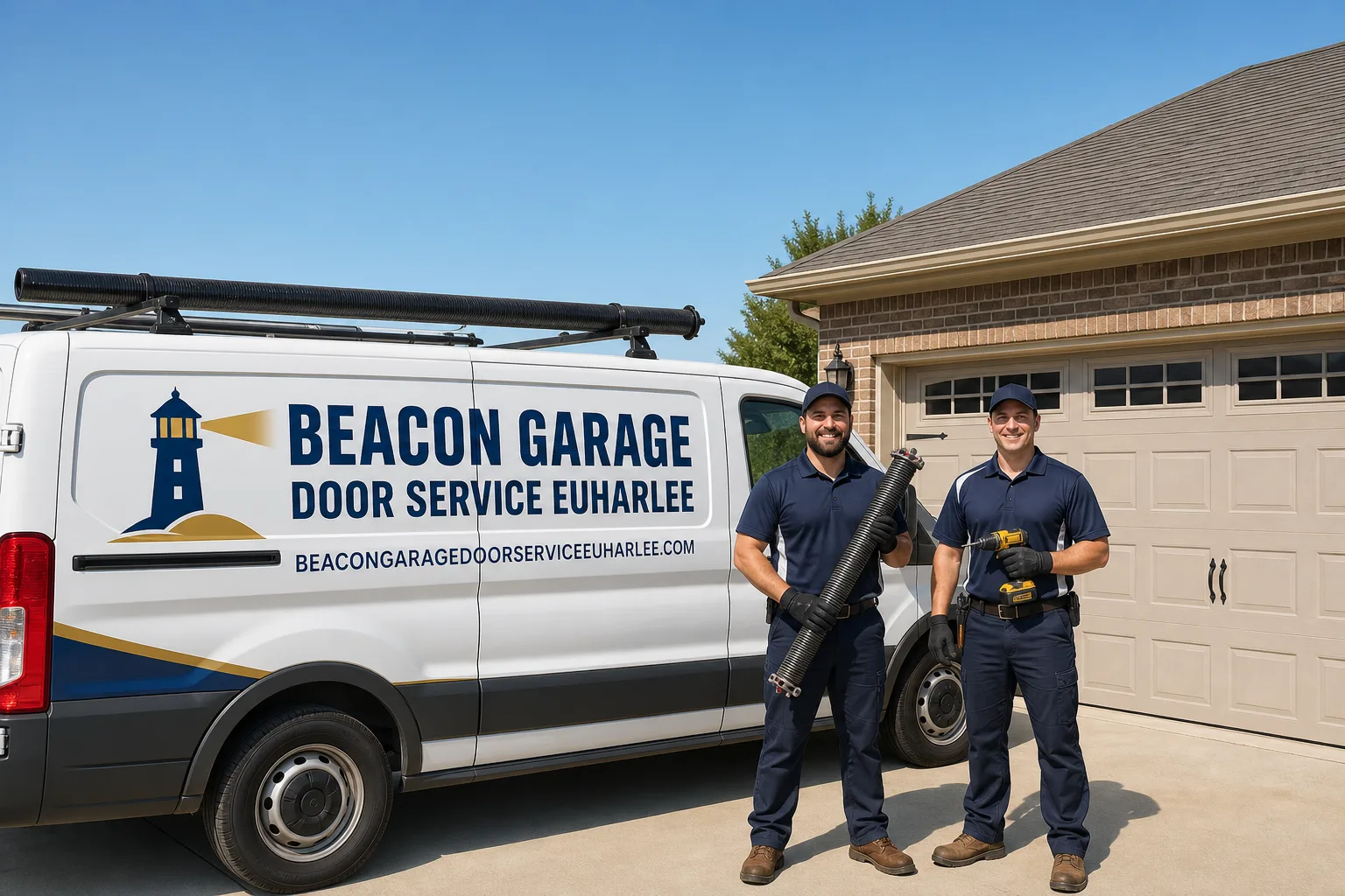 Beacon Garage Door Service Euharlee service vehicle and crew in Euharlee, GA